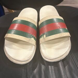 Gucci Web Green  Red and Cream Slides size 10 429469 10 160